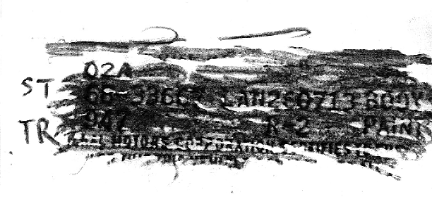 Cowl Tag rubbed out on paper.